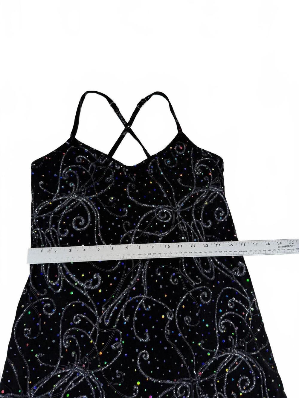 Y2K Micro Mini Black Embellished Dress Size S - Picture 6 of 7